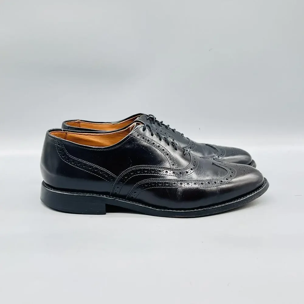 Allen Edmonds Shoes Mens 7.5 Black Leather Chester Wingtip Oxford Dress Brogue